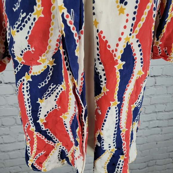 VTG Francesca Of Damon Starington Multicolor 100% Silk Stars Buttoned Top Size 6 - Picture 9 of 11